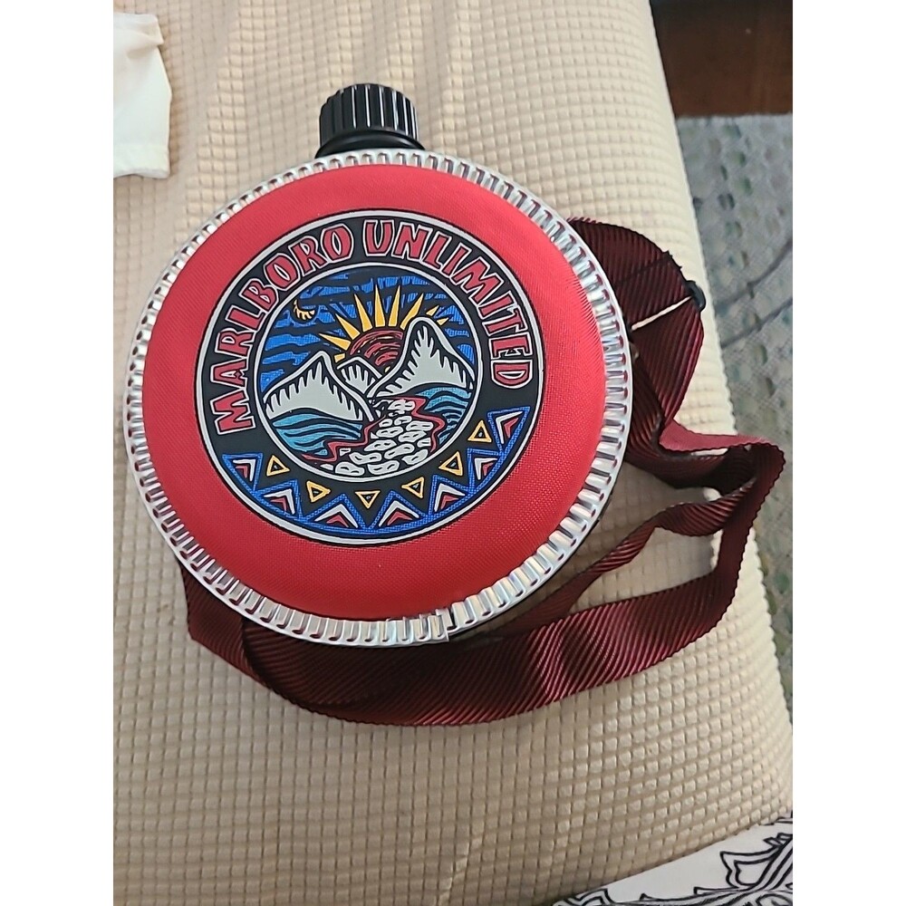 Vintage Marlboro Unlimited Coleman Canteen Red 2 Sided Adjustable Strap
